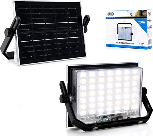 ARS-348961 Lmb Güneş Enerjili LED Işık 200W 3 Farklı LED Işık Kamp Solar Fener Projektör Dış Mekan