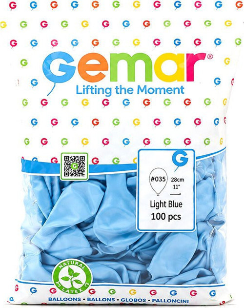 Gemar GM-110-35 Balon 28cm 11'' 100 Adet Metalik Açık Mavi
