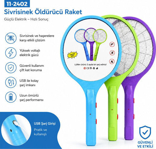 Gold Silver Elektronik Sinek Öldürücü Cız Makine Renkli Raket Modeli