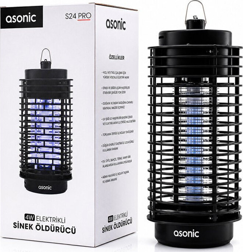 Asonic S24 Pro Kokusuz Taşınabilir LED Mavi Işıklı Sinek Öldürücü 4W Siyah