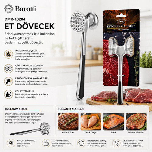 DMR-10284 Et Dövecek Çift Başlı Komple Metal Paslanmaz Çelik