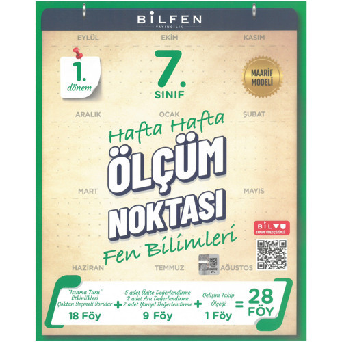 Bilfen 7. Sınıf Fen Bilimleri Hafta Hafta Ölçüm Noktası 1.Dönem Maarif Model Yeni
