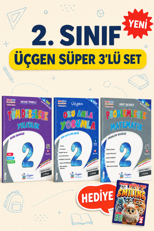 2.SINIF - Üçgen Süper Üçlü Tüm Dersler + Oku Anla + Problemler+Hediye( Smiling Practice)