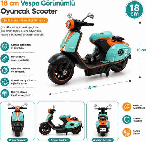 18 cm klasik Oyuncak Scooter motor