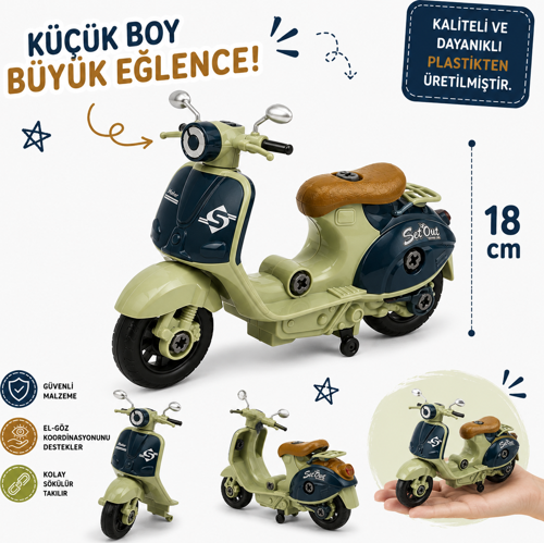 18 cm klasik Oyuncak Scooter motor