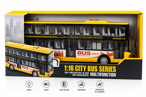 🚌 Oyuncak Çift Katlı Şehir Otobüsü – Sarı
