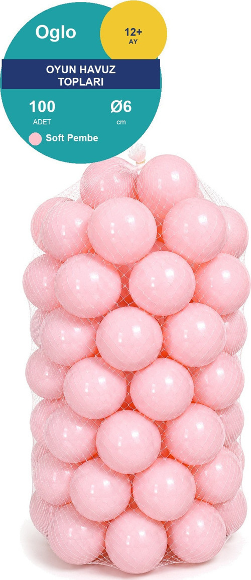 Soft Pembe Havuz Topu 100 Adet — Yumuşak Oyun Havuzu Topları, Filede 1+ Yaş