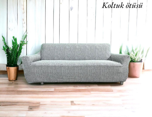 Still Jakarlı Streç Maxi Koltuk Örtüsü (3+3)-K.Beyaz