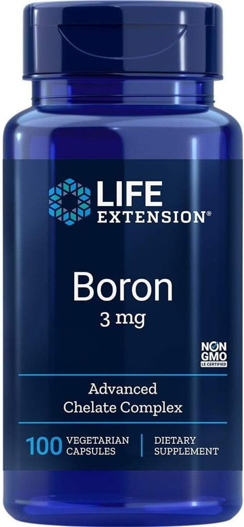 Boron 3 mg Vitamin B2 Supports Healthy Bones Optimal Bone Metabolism Immune Function Nervous System Health Vegetarian, 100 Caps
