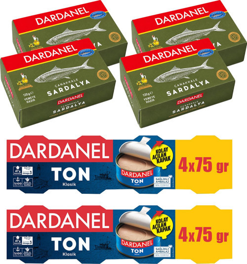 Çanakkale Sardalya 125 gr 4 Adet + Ton 4x75 gr 2 Adet 6 lı Karma Paket