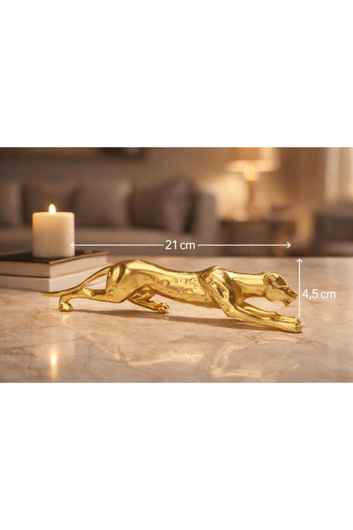 Golden Altın Dekoratif Leopar Obje Biblo Hediyelik Ev Ofis