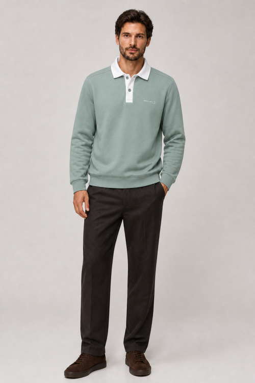 Snap Erkek Regular Fit Düğmeli Kışlık Sweatshirt Mint