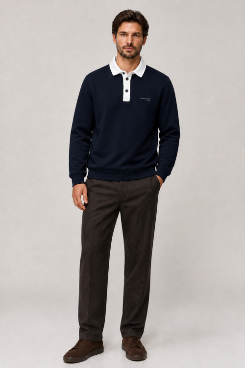 Snap Erkek Regular Fit Düğmeli Kışlık Sweatshirt Siyah