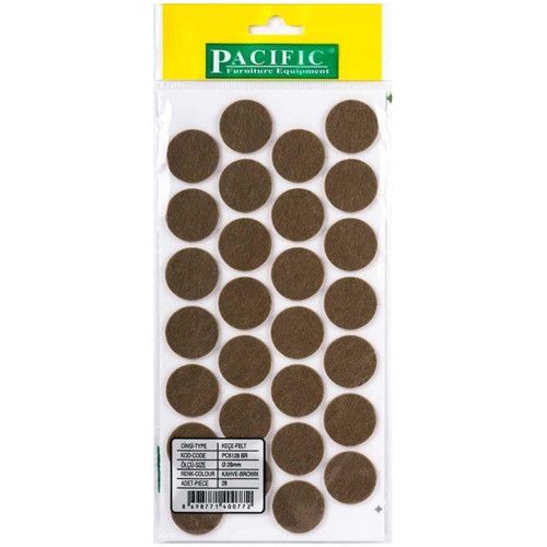 Pacific Yuvarlak Yapışkanlı Sandalye Koltuk Mobilya Ayak Keçesi Felt 28 Mm Kahve (2 Adet)