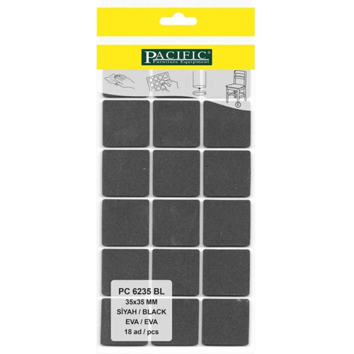 Pacific Kare Yapışkanlı Sandalye Koltuk Mobilya Ayak Keçesi Felt 35x35 Mm Siyah (10 adet)