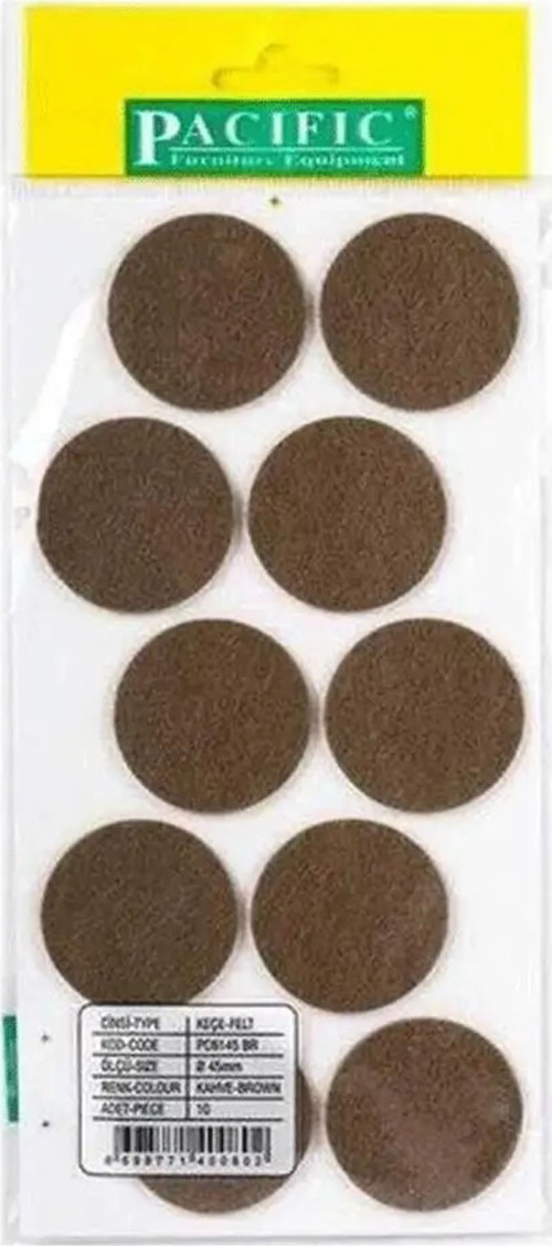 Pacific Yuvarlak Yapışkanlı Sandalye Koltuk Mobilya Ayak Keçesi Felt 18 Mm Kahve (1 Adet)