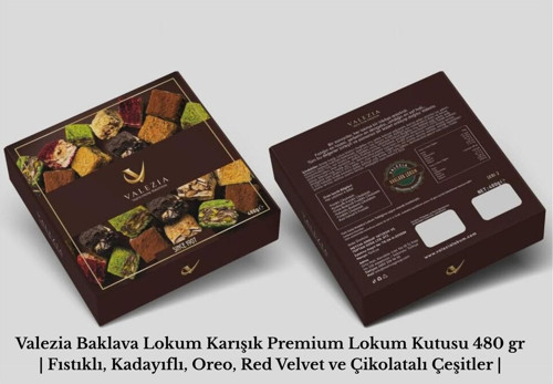 Baklava Lokum Karışık Premium Lokum Kutusu 480 Gr | Fıstıklı, Kadayıflı, Oreo, Red Velvet Ve Çikolatalı Çeşitler