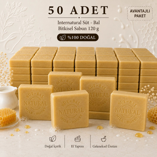 Internatural Süt - Bal Bitkisel Sabun 120 g - 50 Adet