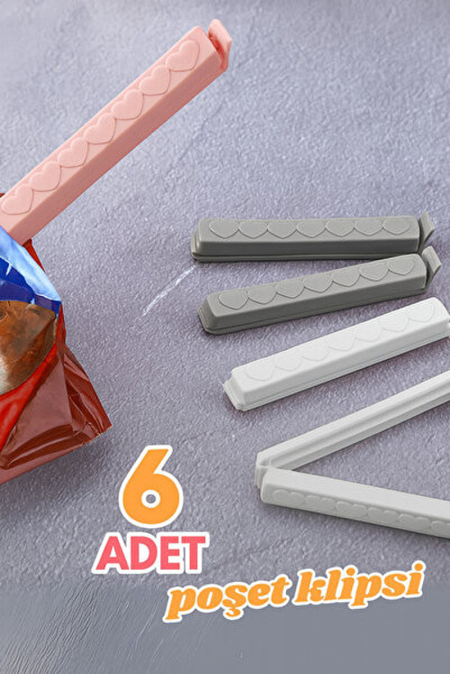 6'la Paket Mandala, 11 cm Büyük Poşet Klipsi, Torba Kapatici, Pratik Ambalaj Kapatma Aparatı Plastik