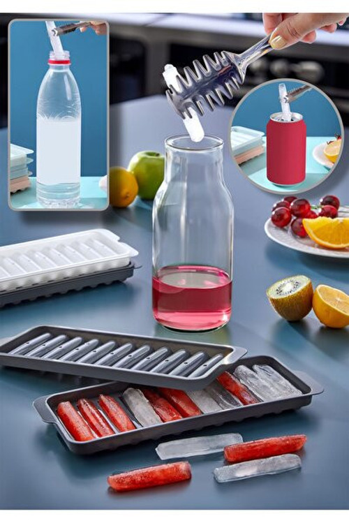 Çubuk Buzluk 24×9 CM BOYUTUNDA 11 GÖZLÜ ÇUBUK ŞEKILLI Plastik gri ve beyaz
