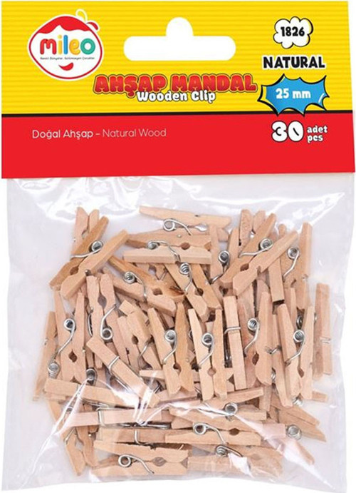 Ahşap Mandal 25 MM Naturel 1826