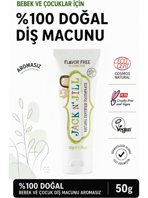 Kids Aromasız Diş Macunu 50 g Doğal Sertifikalı %40 Ksilitol ile Hassas Diş Etleri İçin