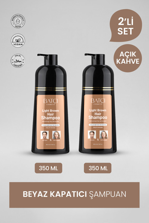 Beyaz Saçlar İçin Açık Kahve Anında Etkili Saç Boyası Şampuan 350 Ml X 2 Adet Avantajlı Paket