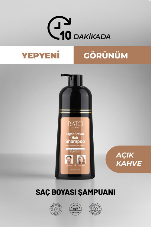 Beyaz Saç Kapatıcı Hızlı Etkili Açık Kahve Saç Boyası Şampuanı 350 Ml