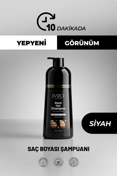 Beyaz Saç Kapatıcı Hızlı Etkili Siyah Saç Boyası Şampuanı 350 Ml