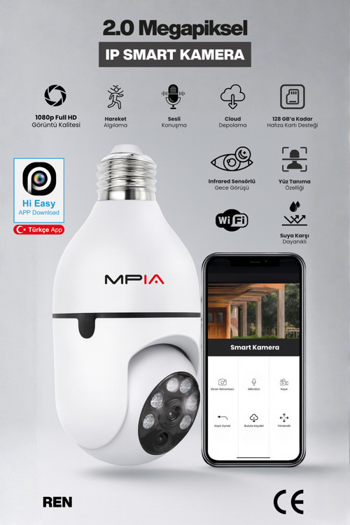 Wifi 360 Panoramik Ampul Kamera Gece Görüş Ses Akıllı Hareket Algılayıcı Güvenlik Kamerası