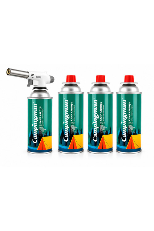 4 Adet Bütan Propan Gaz + 1 Adet Pürmüz 220 Gr