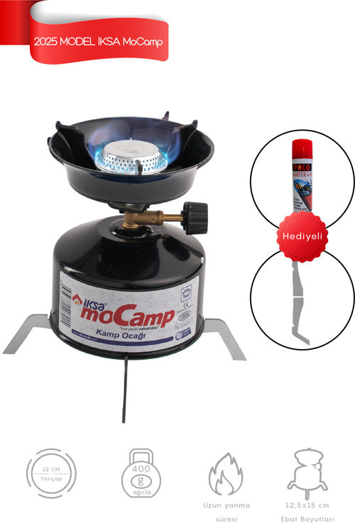 Mocamp Kamp Ocağı 2025 Model, 1 Tüp Gaz Hediyeli - Siyah