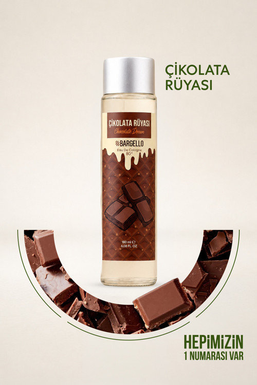 180 ml 80° Cam Dökme Kapak Çikolata Kolonya