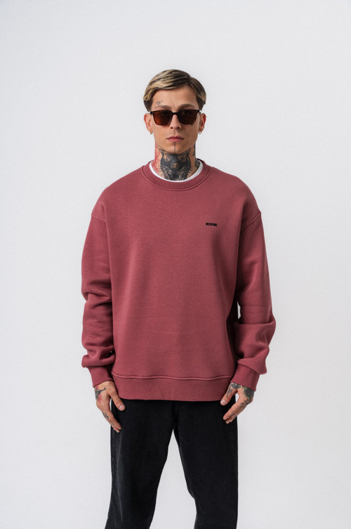Erkek Respire Yazı Detaylı Basic Oversize Sweatshirt Gül