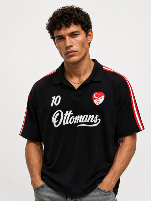 Erkek Türkiye Retro Forma T-Shirt Siyah