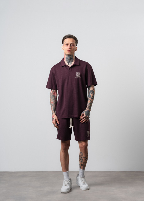Erkek Rocket Club Yazılı Regular Fit T-Shirt Şort Takım Bordo