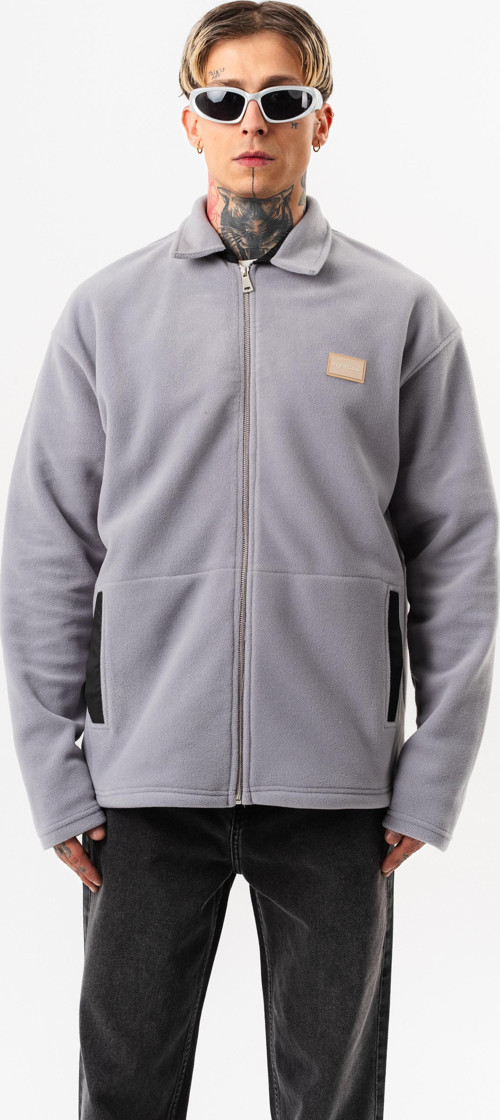 Erkek Zip Oversize Polar Ceket Gri