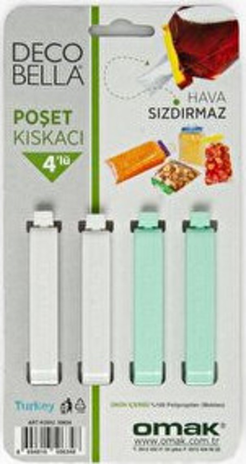 4'lü Küçük Boy Poşet Kıskacı Çok Renkli