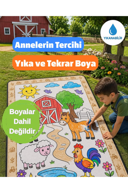 Eğitici Yıkanabilir Tekrar Boyanabilir Çocuk Odası Oyun Matı Boyama Halısı