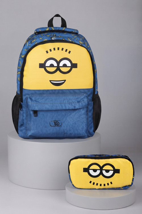 x Dekomus , Lisanslı Banana Mood Collection Büyük Boy Okul Çantası ve Kalem Çantası Seti