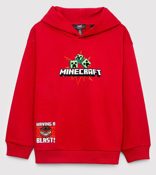 Mavi M6S10188-80638 Minecraft Baskılı Kapüşonlu Çocuk Sweatshirt