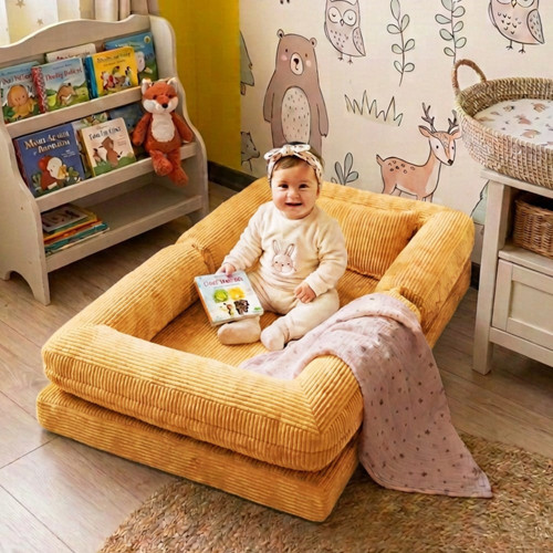 Montessori Yatak Oyun Alanlı Bebek Yer Yatağı Sünger Çocuk Karyola