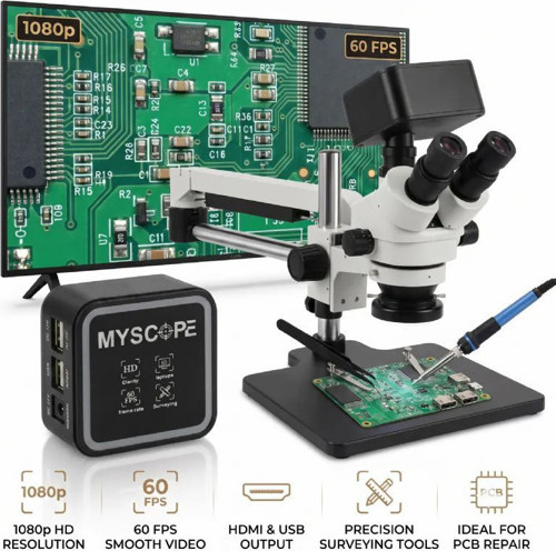 5609F HD 60 FPS Dijital Mikroskop Kamerası (Siyah)- HDMI / USB Endüstriyel İnceleme Kamerası
