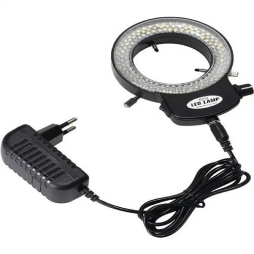144 LED Stereo Mikroskop Halka Işık - Dimmerli Parlaklık Ayarlı Ring Light Aydınlatma (Siyah)