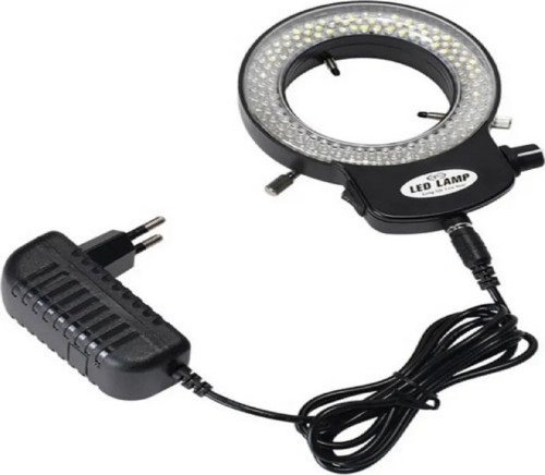 144 LED Stereo Mikroskop Halka Işık - Dimmerli Parlaklık Ayarlı Ring Light Aydınlatma (Siyah)