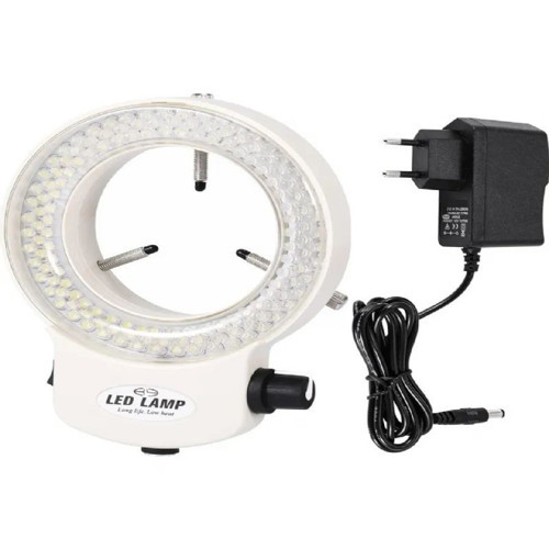 144 LED Stereo Mikroskop Halka Işık - Dimmerli Parlaklık Ayarlı Ring Light Aydınlatma (Beyaz)