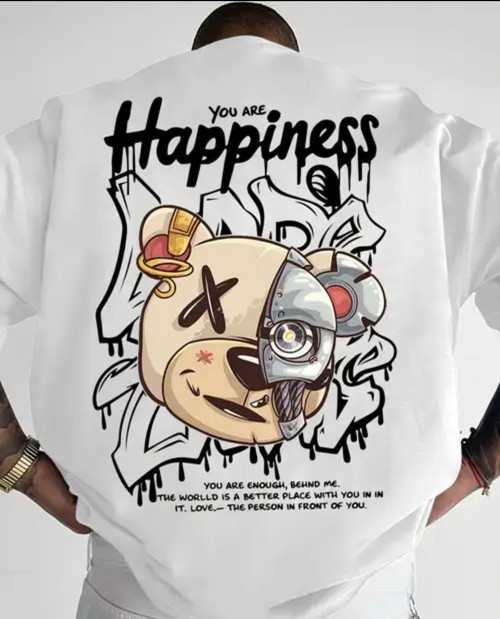 A KALİTE ERKEK PREMİUM HAPPİNESS OVERSİZE T-SHİRT