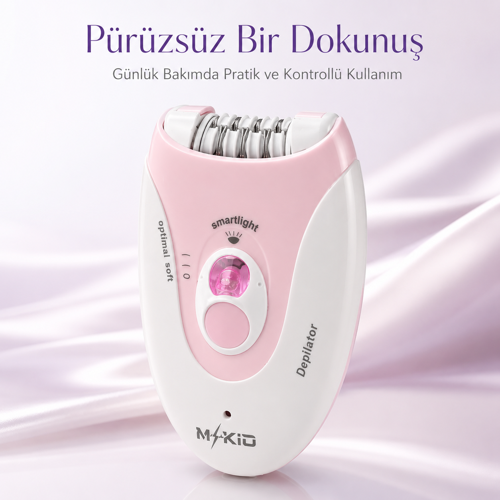 Işıklı Şarjlı Epilatör ,2 Hız Kademeli ,LED Aydınlatmalı Epilasyon Cihazı ,Yüz ve Vücut Uyumlu Kuru Kullanım ,60 Dakika Çalışma Süresi ,Tüy Alma Cihazı ,Kadın Tıraş Cihazı