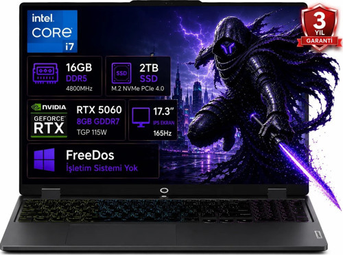Loq 17IRX10 83JH00CNTR-01 I7-13650HX 16GB Ddr5 2tb SSD RTX5060 8gb Tgp 115W 17.3" IPS 165Hz Freedos