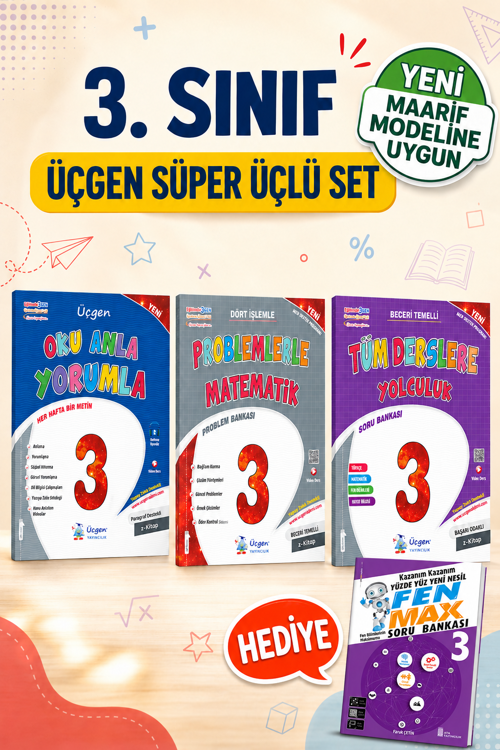 3.SINIF - Üçgen Süper Üçlü Tüm Dersler + Oku Anla + Problemler+Hediye(Fen Bilgisi)